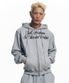 레터링 자수 후드 집업 - 그레이