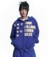 스타 레터링 패치 후드 집업 - 블루