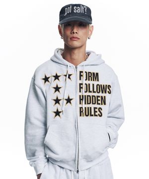 스타 레터링 패치 후드 집업 - 화이트