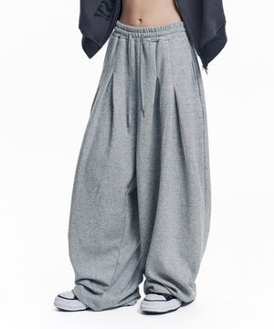 슈퍼 메가 벌룬 투턱 스웻 팬츠 - 그레이