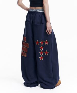 스타 레터링 패치 스웻 팬츠 - 네이비