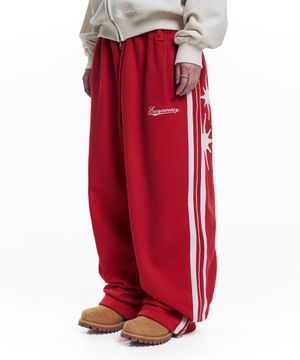 스타 파이핑 트랙 벌룬 스웻 팬츠 - 레드