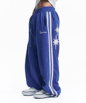 스타 파이핑 트랙 벌룬 스웻 팬츠 - 블루