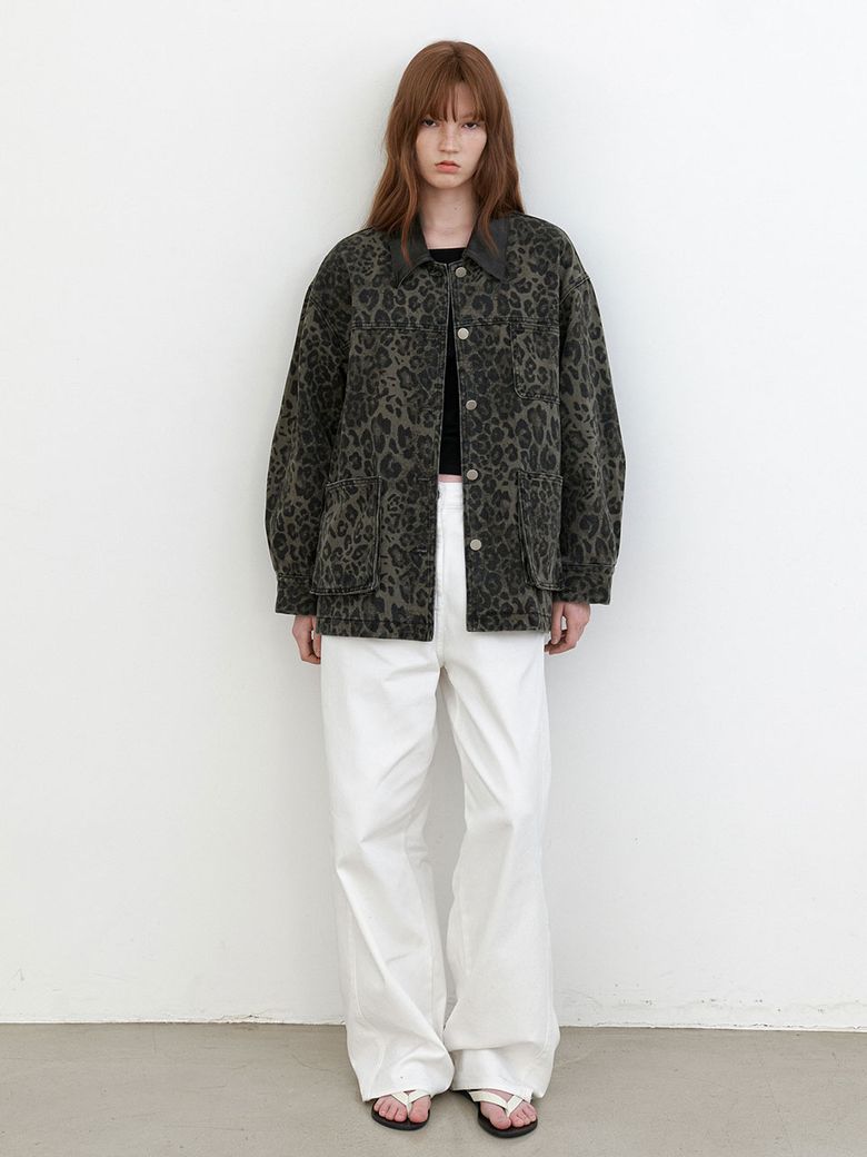 LEOPARD WASHING DENIM JACKET (JK-3067)