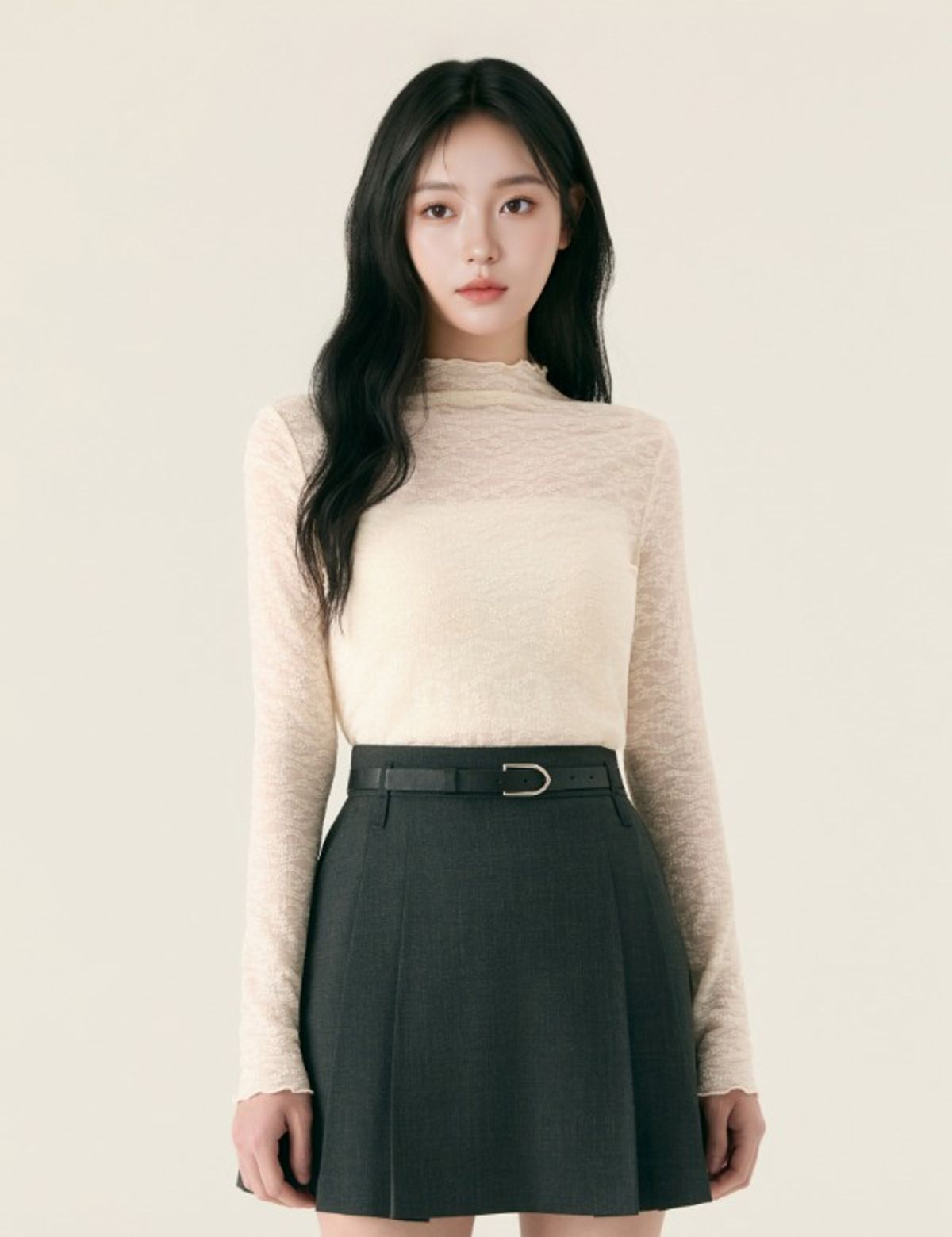 로엠(ROEM) 레이스 시스루 티셔츠_RMLWG23R12