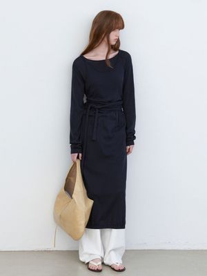 STRAP LAYERD VEST & KNIT DRESS SET (OP-6316)