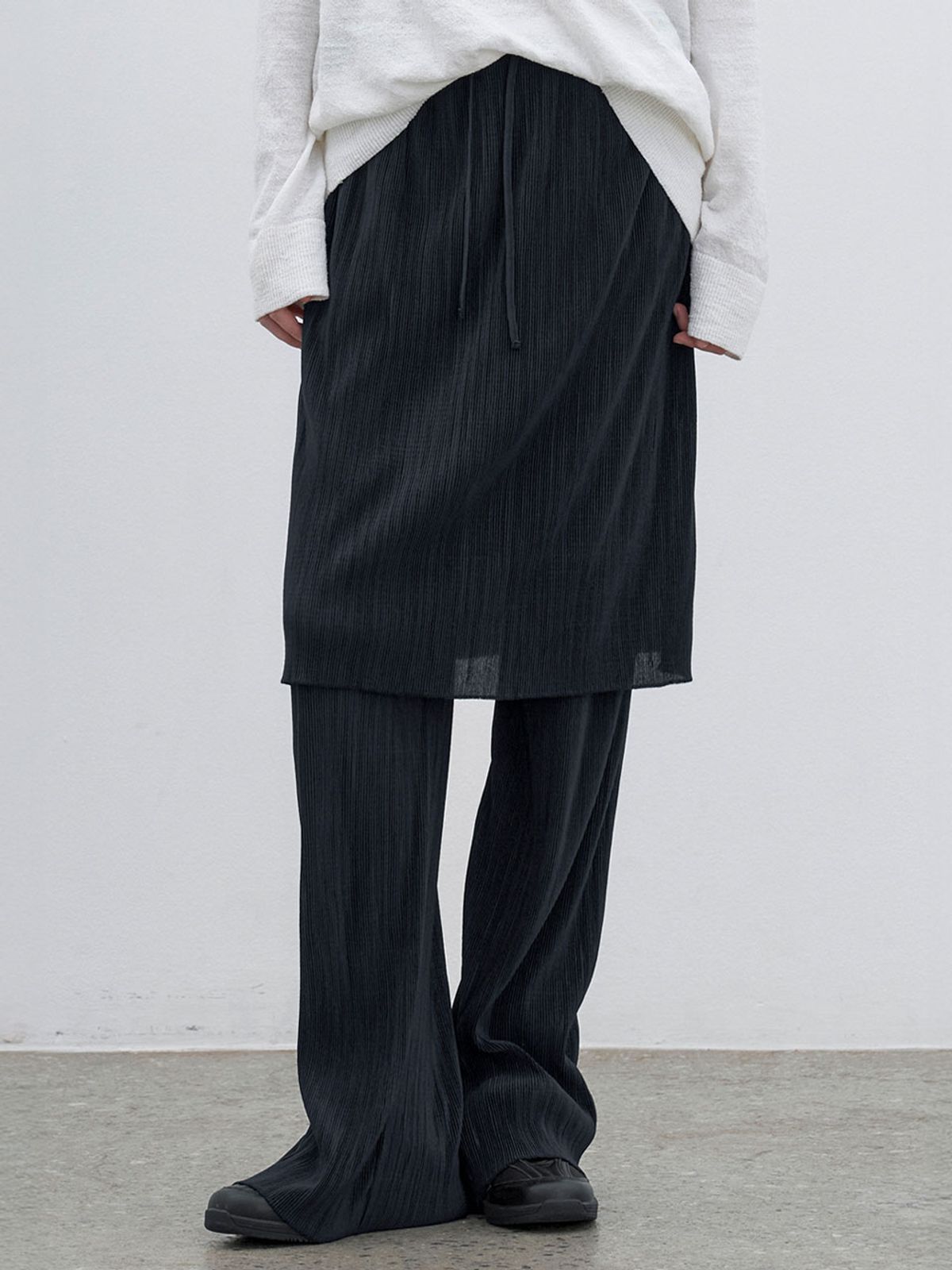 아틀리에 나인(ATELIER NAIN) PLEATS SKIRT LAYERD BANDING PANTS (PT-5749)