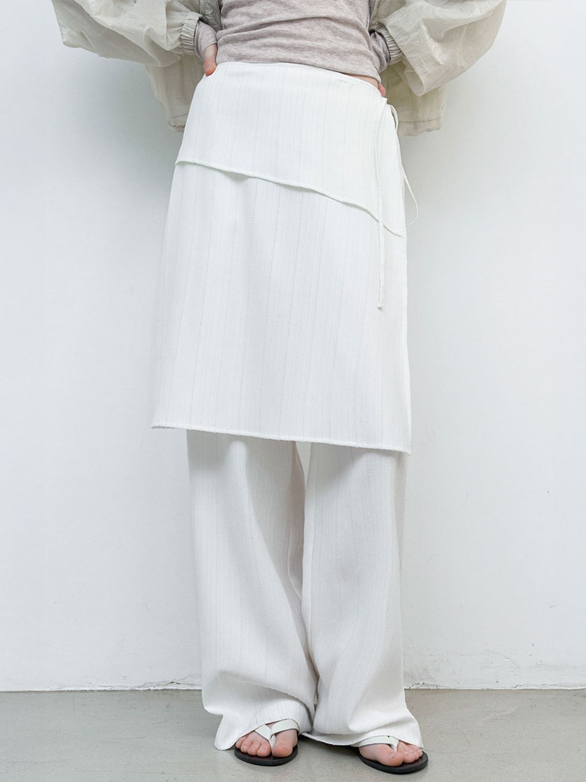 아틀리에 나인(ATELIER NAIN) LAYERED SET WRAP SKIRT PANTS (PT-5751)