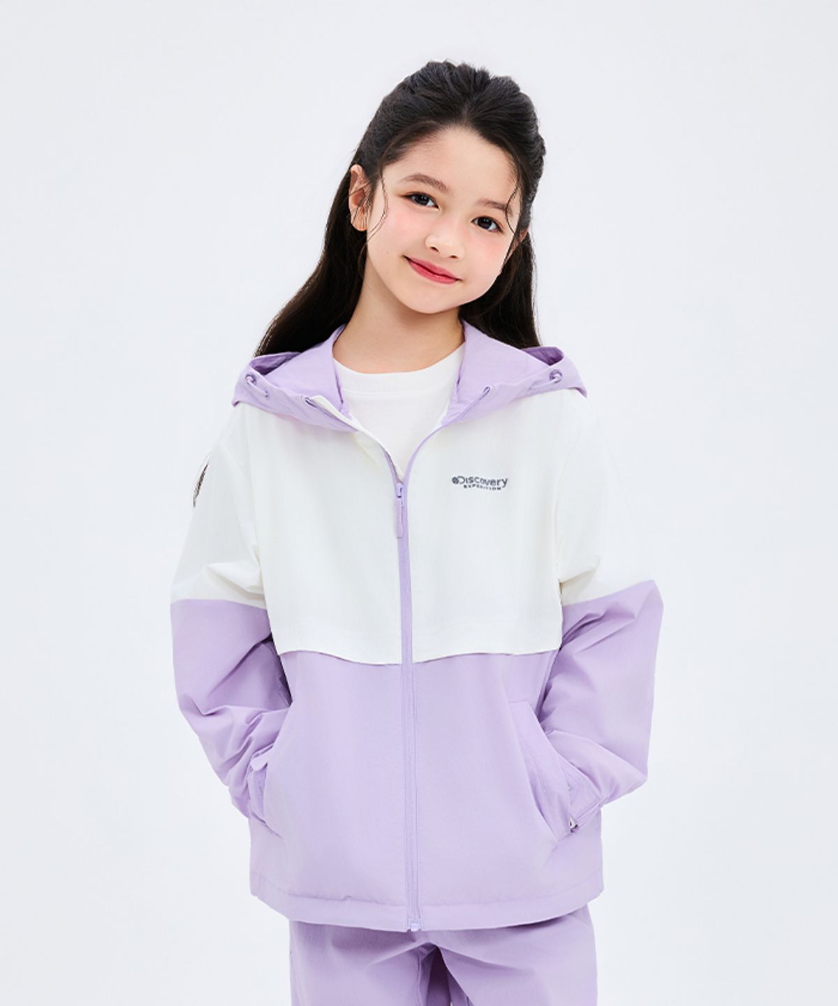 디스커버리 키즈(DISCOVERY KIDS) 키즈 우븐 컬러배색 자켓 (PURPLE)
