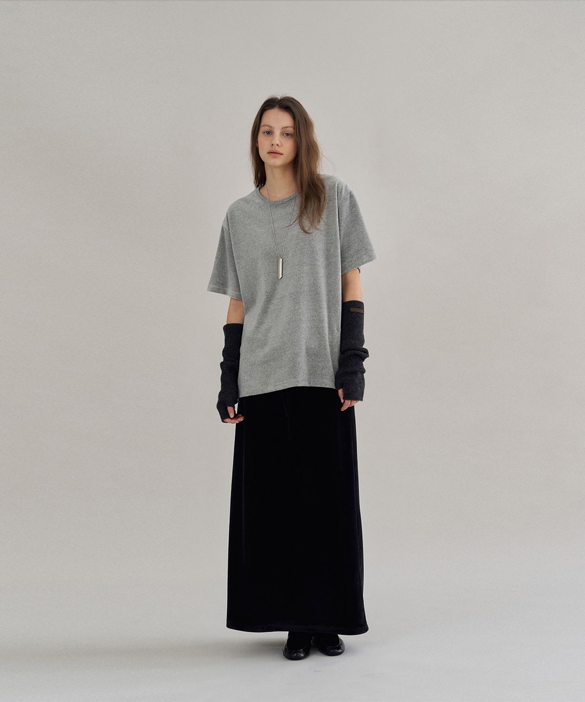 더 릴(THE LILLE) Noel Velvet Skirt_Black