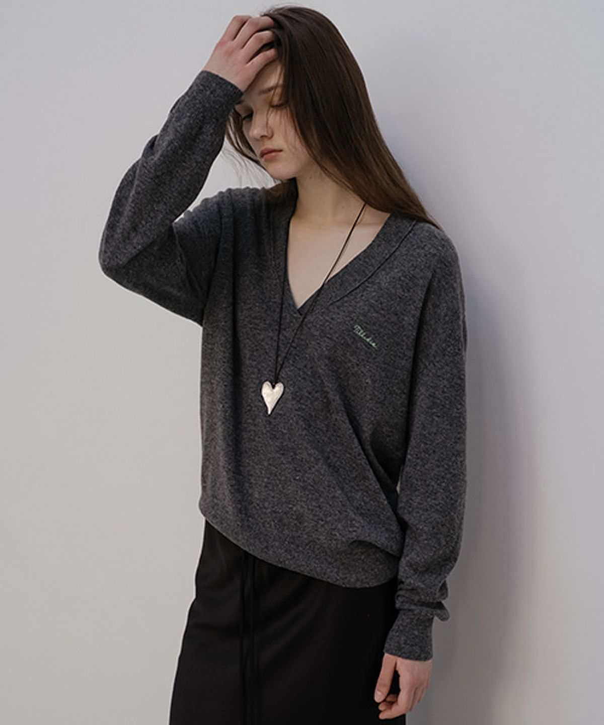 틸아이다이(TILL I DIE) V-neck wool blended knit [TISP05SW08]_Gray