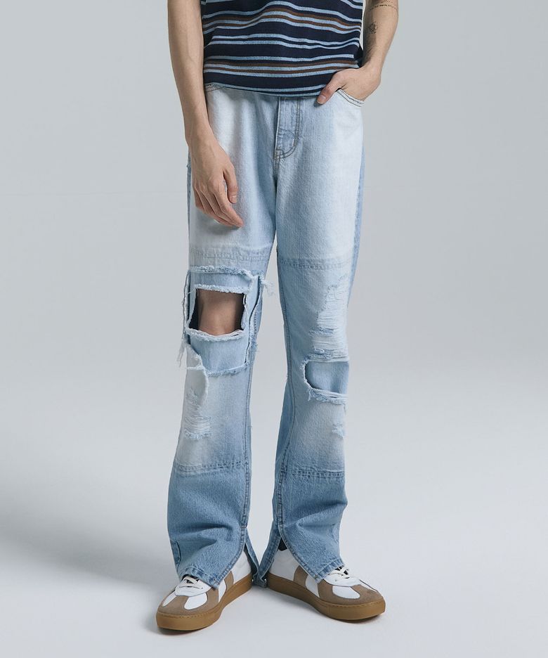 올브러쉬 패치워크 데님 팬츠