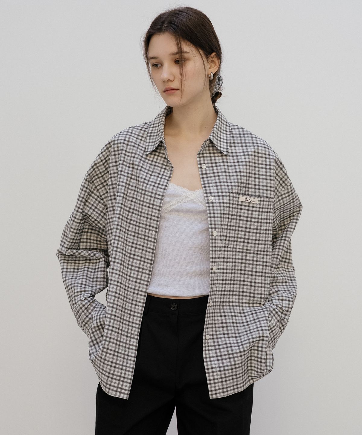 틸아이다이(TILL I DIE) [스크런치 SET] Ray overfit check shirt [TISP05SH02]_Gray