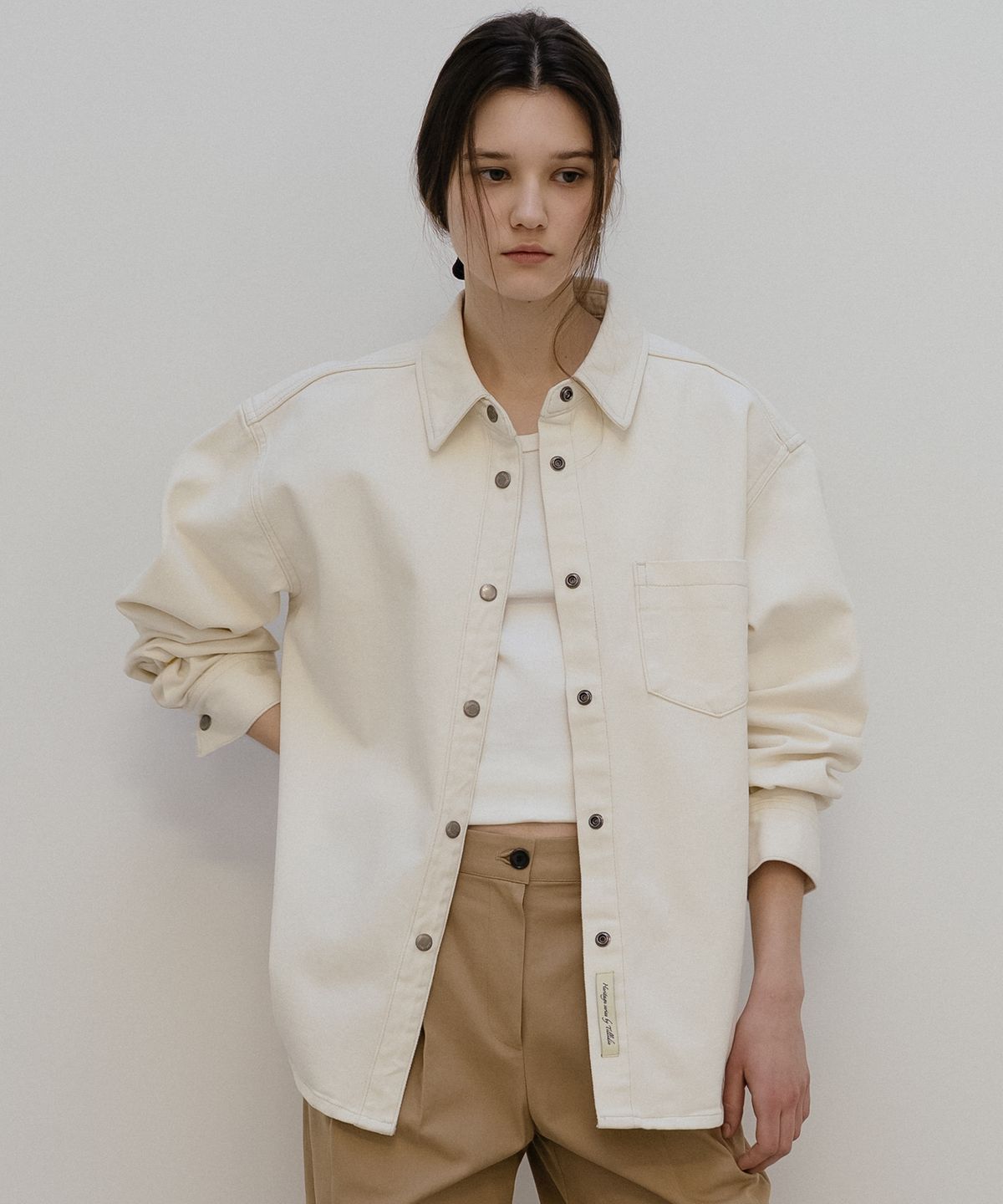 틸아이다이(TILL I DIE) Classic denim shirt jacket [TISP05JK11]_Ivory