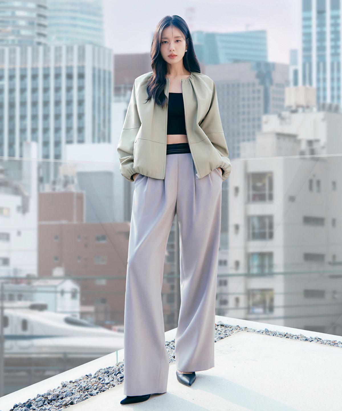 셀렙샵에디션(CELEBSHOP EDITION) [2PACK] 스트라이프 밴딩 투턱팬츠