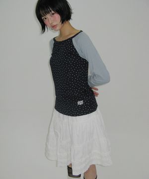 스타 스트라이프 믹스 자수 나그랑 롱 슬리브 보트넥 티셔츠 _ 2COLOR