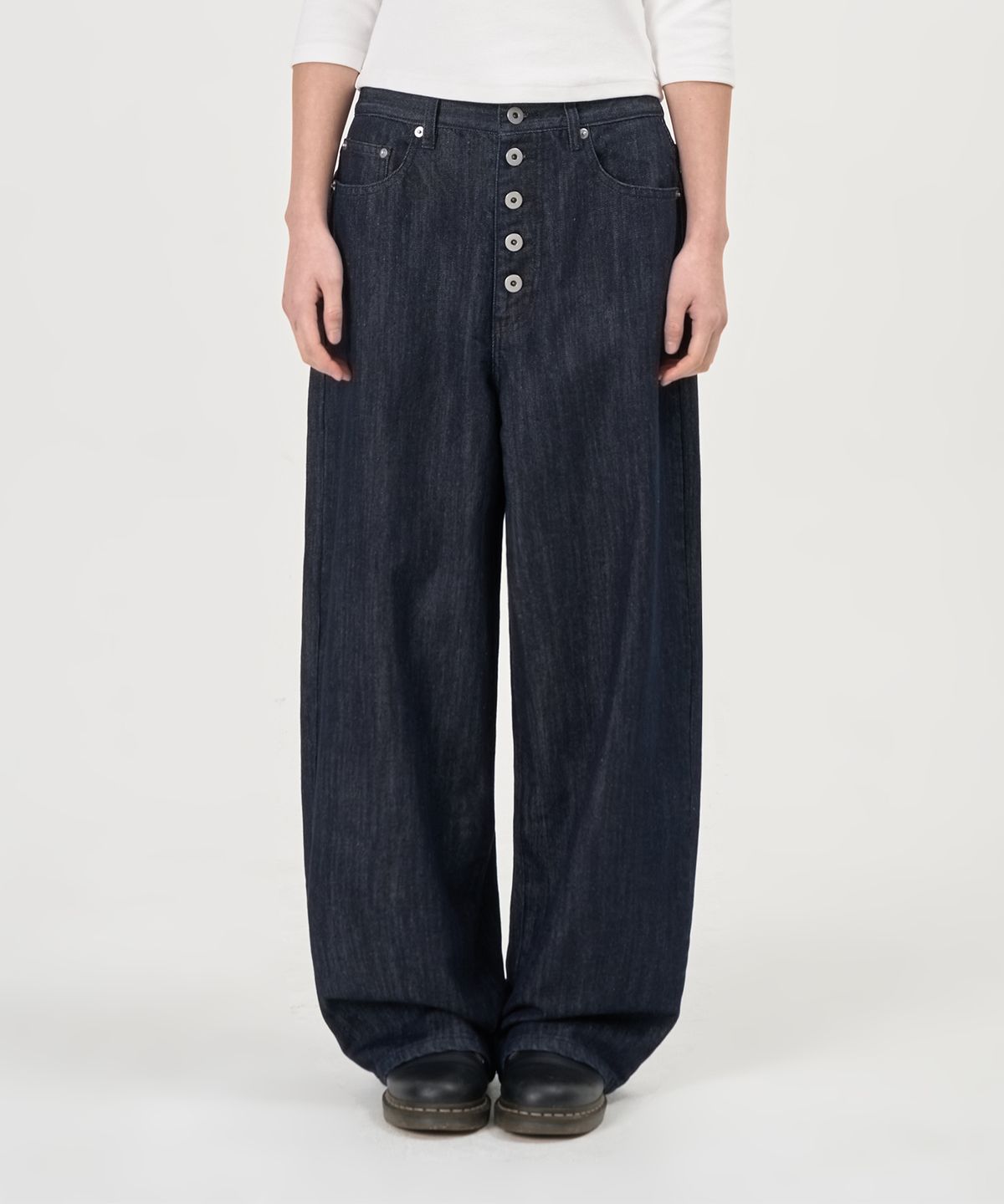 페플리(PEPLEE) Button Raw Denim Pants (Raw Indigo)
