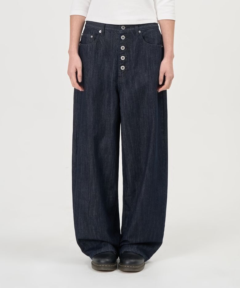 Button Raw Denim Pants (Raw Indigo)