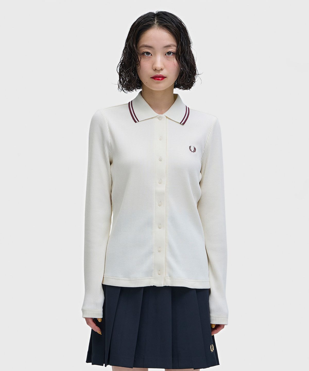 프레드페리(FRED PERRY) [womens] 버튼스루 립 폴로 셔츠 - 에크루 AFPF2612169-560