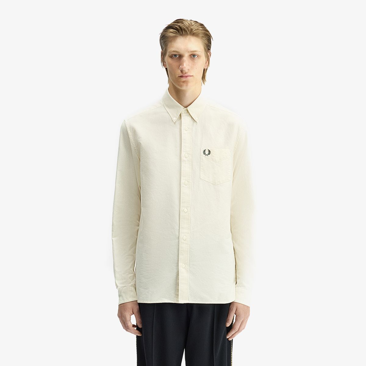 프레드페리(FRED PERRY) [Sharp] 롱 슬리브 옥스포드 셔츠 - 에크루/그래스루츠 AFPM2615516-13B