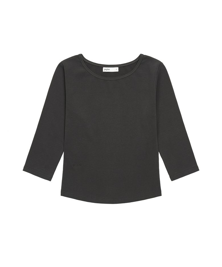 Boat Neck 3/4 Sleeve Tee (Charcoal)