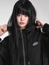 엔젤 자수패치 하이넥 오버핏 후드집업 블랙