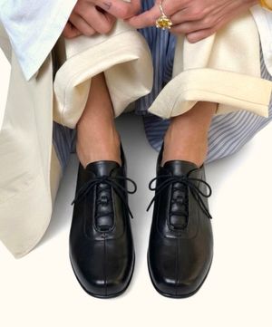 Wedge supporter 4color 소가죽 플랫 스니커즈