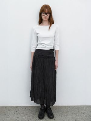 WRINKLE SHIRRING LONG SKIRT (SK-5077)