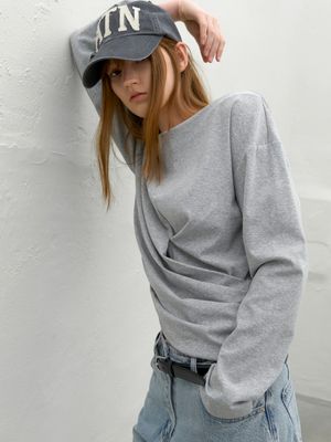LOOSEFIT DRAPING TEE BLOUSE (T-7168)