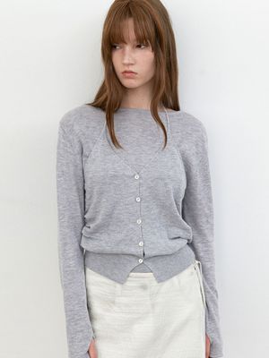 HALTER VEST LAYERD BOAT NECK KNIT (T-7189)