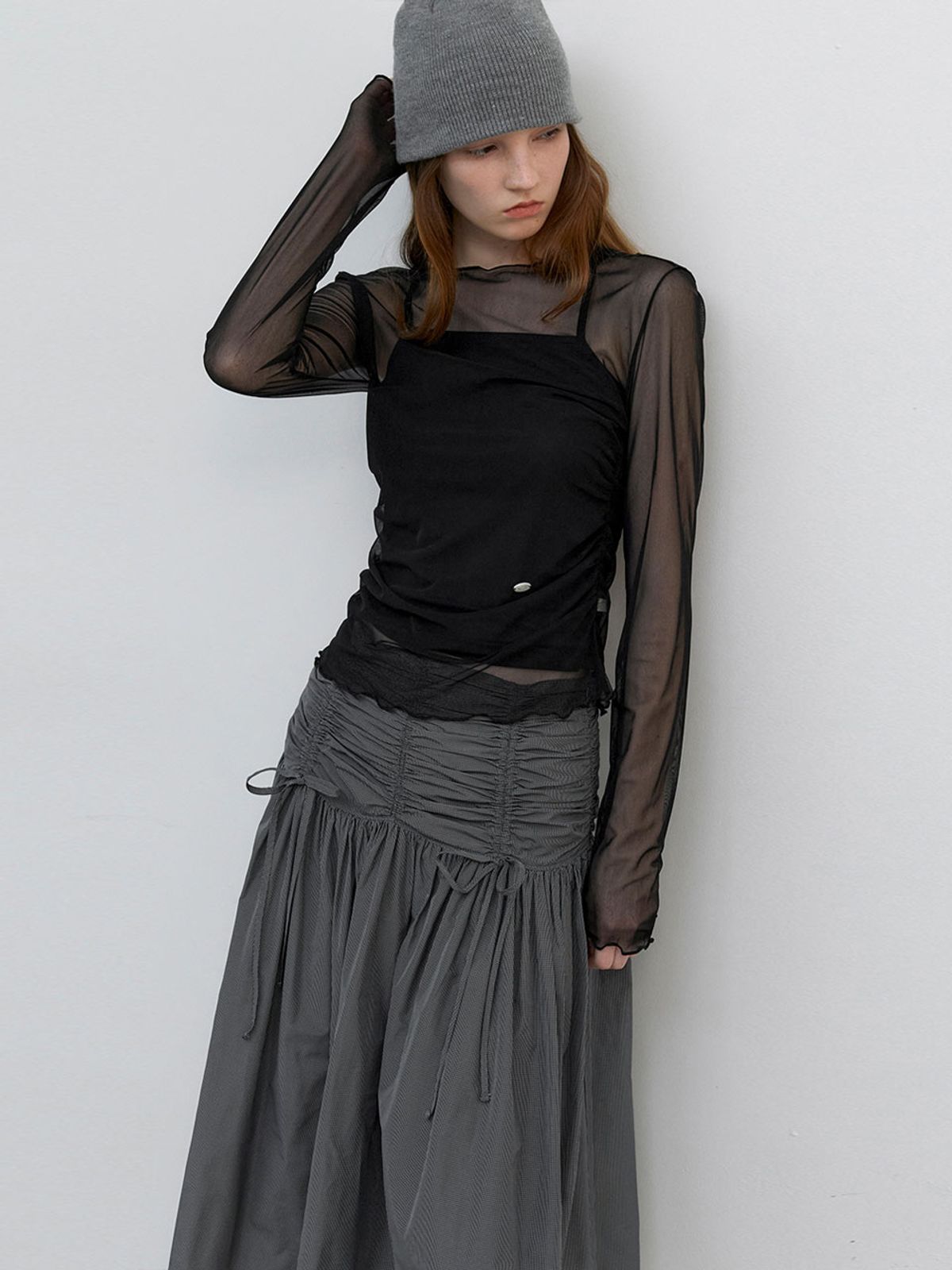 아틀리에 나인(ATELIER NAIN) SOFT SHEER MESH TOP (T-7169)
