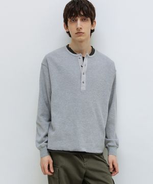 와플 헨리넥 롱슬리브 MELANGE GREY