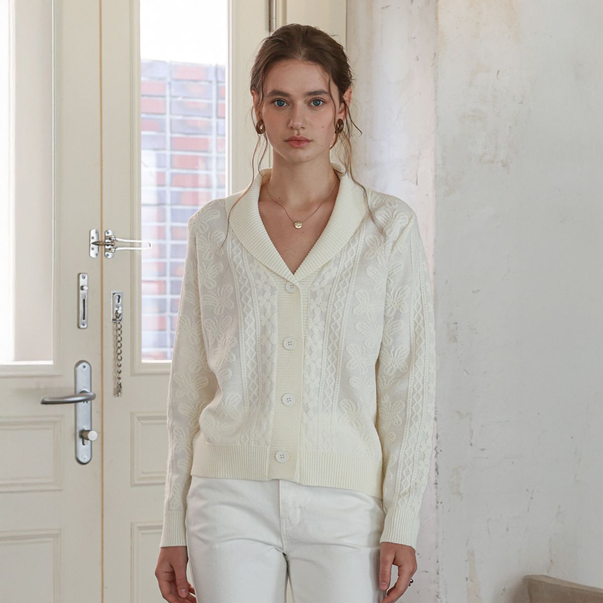 프라우드 마리(PROUD MARY) PM_Butterfly motif knit cardigan_IVORY