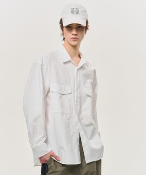 유틸리티 투포켓 코튼 오버셔츠 [화이트]