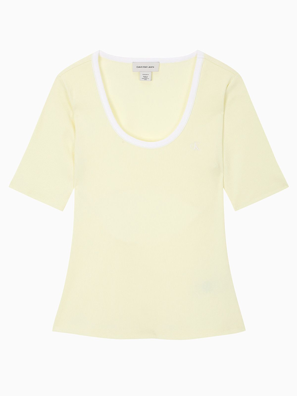 캘빈클라인 진(CALVIN KLEIN JEANS) 여성 베이비립 스쿱 컷아웃 탑 반팔 티셔츠 47F247G ZRK