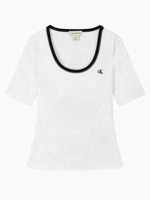 여성 베이비립 스쿱 컷아웃 탑 반팔 티셔츠  47F247G YAF