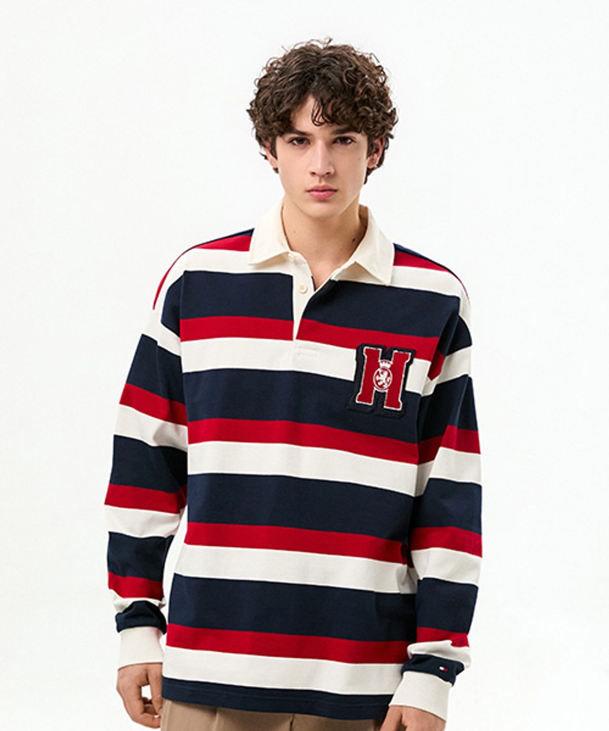 타미힐피거(TOMMY HILFIGER) 크레스트 스트라이프 럭비 티셔츠 (T12G0TKT320MT10FB)