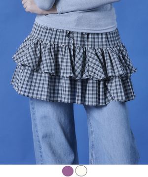 레이어드 치마 너드체크 플레어 미니스커트 [2colors] 623c