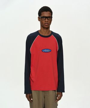 LOGO WAPPEN RAGLAN L/S T-SHIRT atb1431m(RED/NAVY)