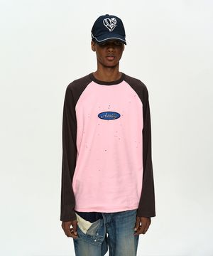 LOGO WAPPEN RAGLAN L/S T-SHIRT atb1431m(PINK/BROWN)