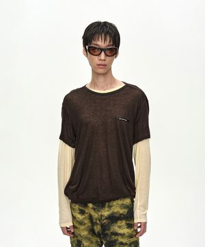 BRAD LAYERED T-SHIRT atb1531m(LEMON/BROWN)