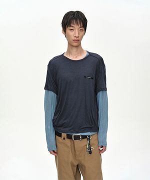 BRAD LAYERED T-SHIRT atb1531m(SLATE BLUE/ASPHALTE)