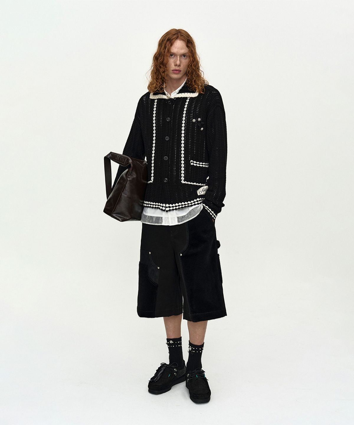 앤더슨벨(ADSB ANDERSSON BELL) FAUX PONY PATCHWORK CARPENTER SHORTS apa867m(BLACK)