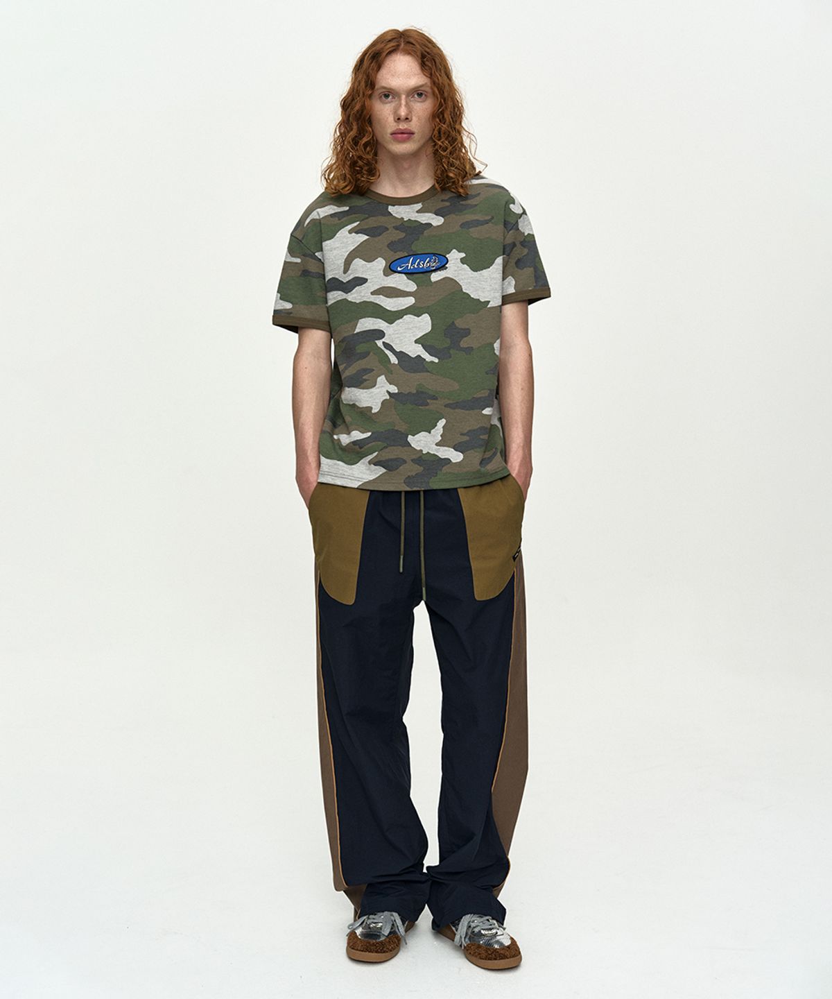 앤더슨벨(ADSB ANDERSSON BELL) UNISEX COLOR BLOCK NYLON TRACK PANTS apa876u(NAVY/KHAKI)