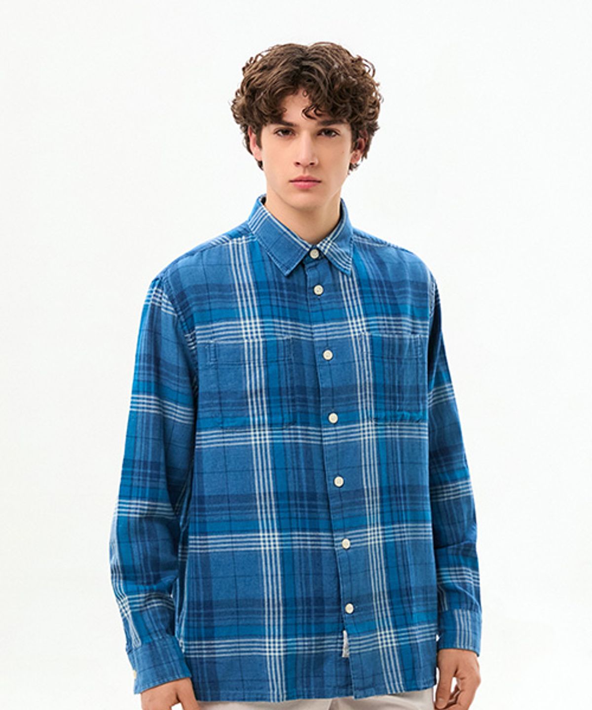타미힐피거(TOMMY HILFIGER) [Relax fit] 인디고 체크 릴렉스 셔츠 (T12G0WSH360MT10MS)