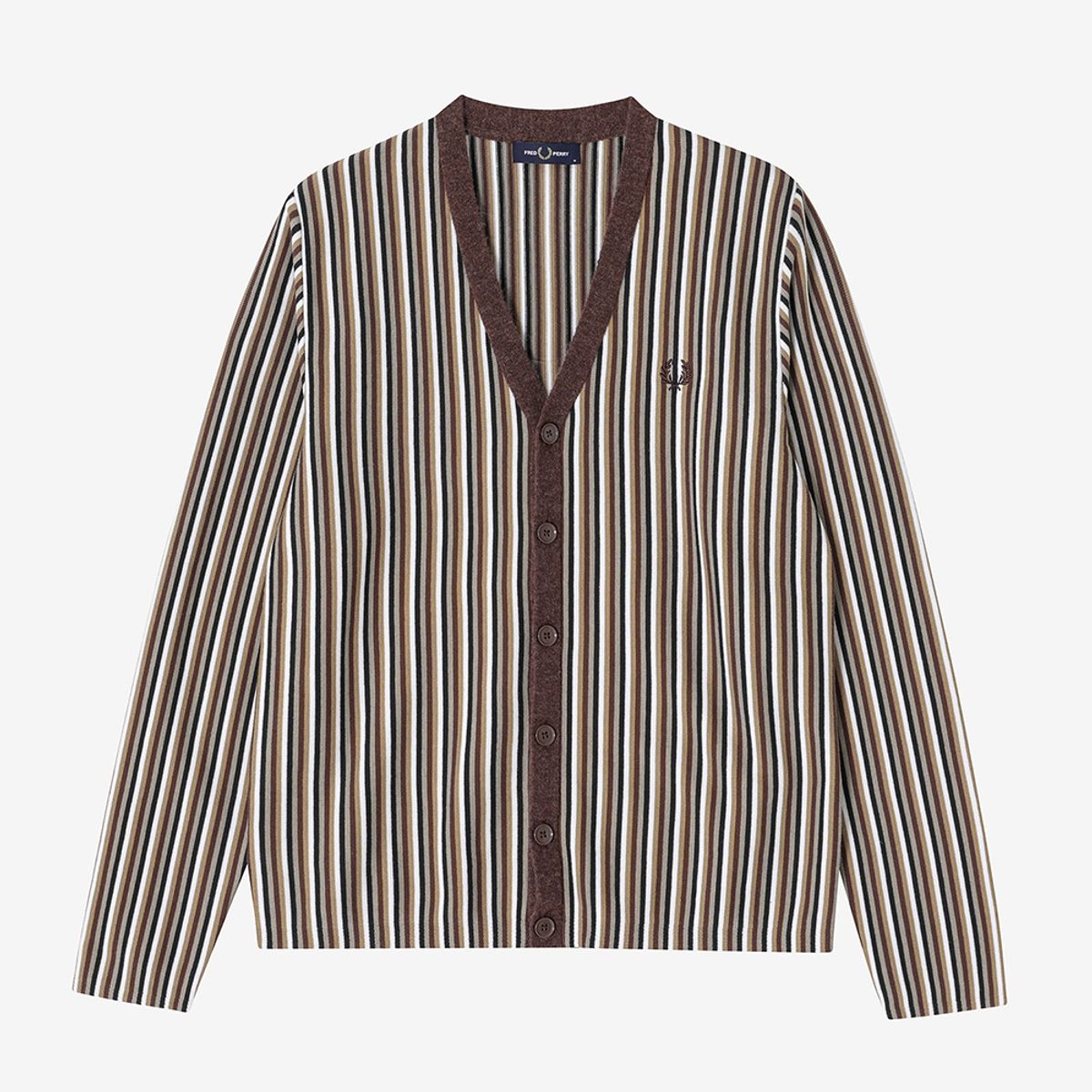 프레드페리(FRED PERRY) [Sharp] 알파카 트림 파인 스트라이프 가디건-캐링턴로드브릭 AFPM2417602-U53