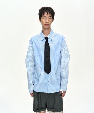 DOUBLE LAYERED STRIPE SHIRT atb1585m(BLUE)