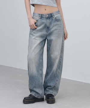 그라데이션 와이드 데님팬츠 (연청)