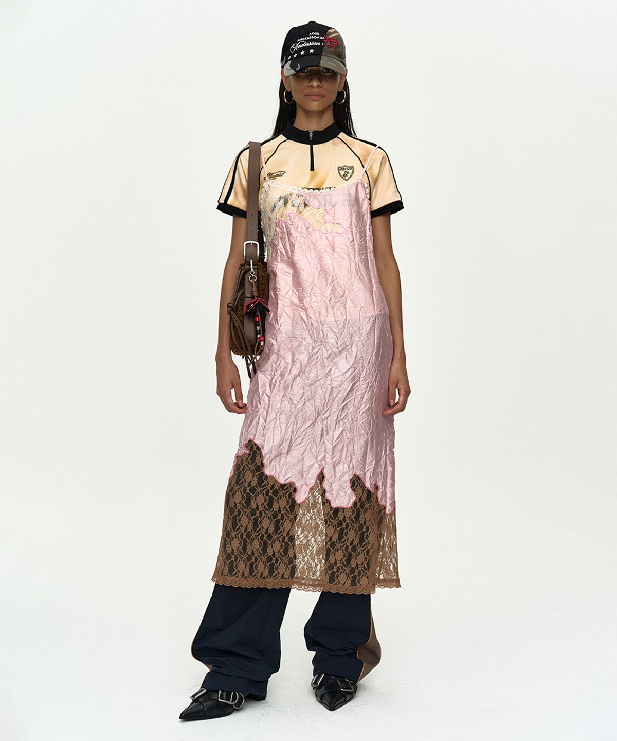 앤더슨벨(ADSB ANDERSSON BELL) EMBROIDERY LACE DRESS atb1520w(PINK/BROWN)
