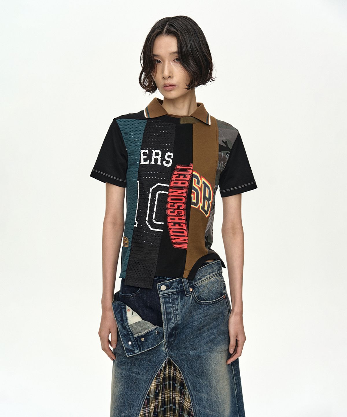 앤더슨벨(ADSB ANDERSSON BELL) REWORKED VINTAGE JERSEY T-SHIRT atb1565w(BLACK)